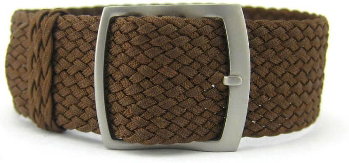 Premium Braided Perlon Strap - Geweven Perlon Horlogeband - Bruin 20mm