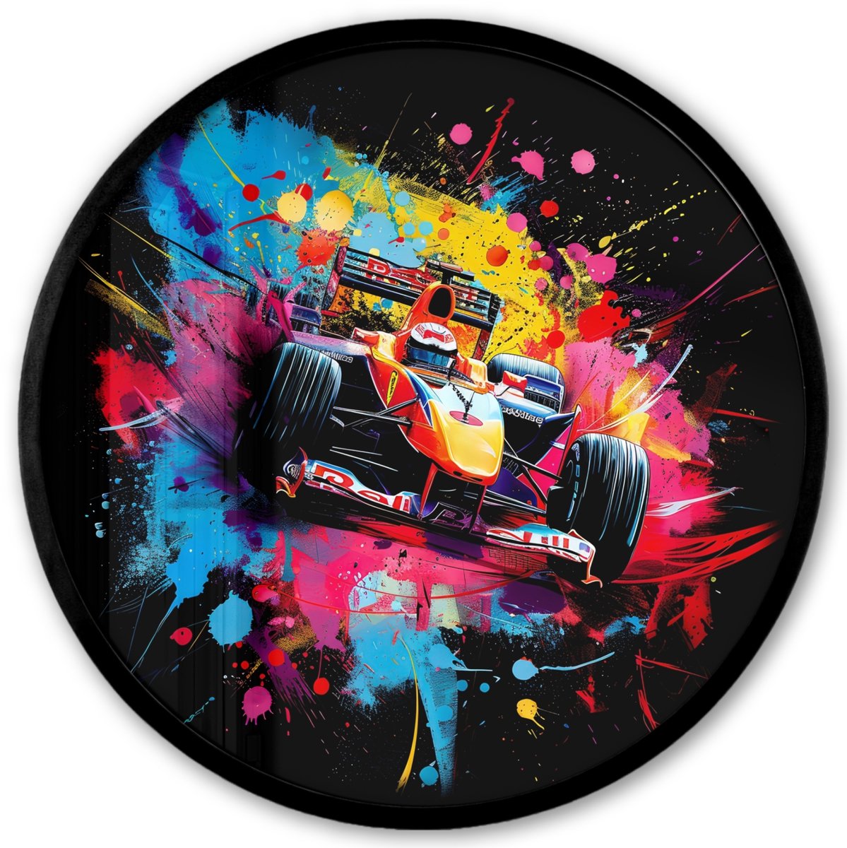 FrameYourWall Poster in lijst Rond - Fotolijst 40x40 cm - Posters - Graffiti - Sport - Auto - Formule 1 - Autosport - Ronde posterlijst zwart - Decoratie - Wanddecoratie woonkamer - Muurdecoratie slaapkamer