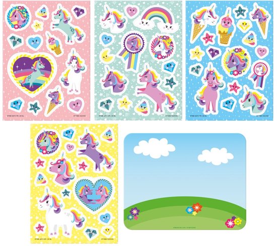 Totum Unicorn Raamstickers verplaatsbare stickers eenhoorn | 45 stuks niet permanent voor thuis en op reis | speelgoed junior vanaf 3 jaar