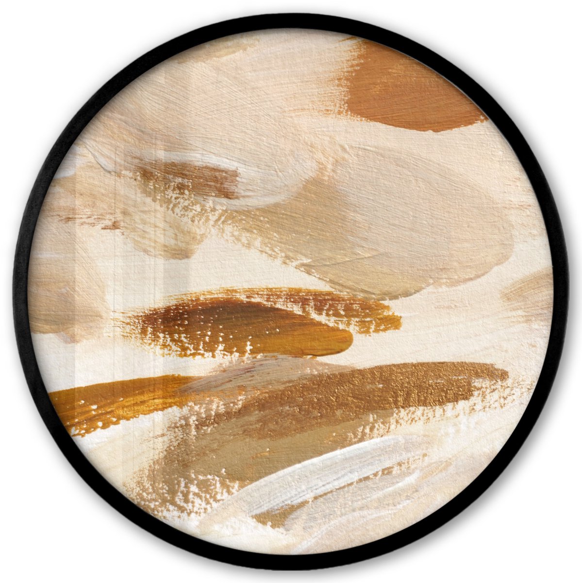 FrameYourWall Poster in lijst Rond - Fotolijst 40x40 cm - Posters - Verf - Schilderen - Bruin - Ronde posterlijst zwart - Decoratie - Wanddecoratie woonkamer - Muurdecoratie slaapkamer Multicolor