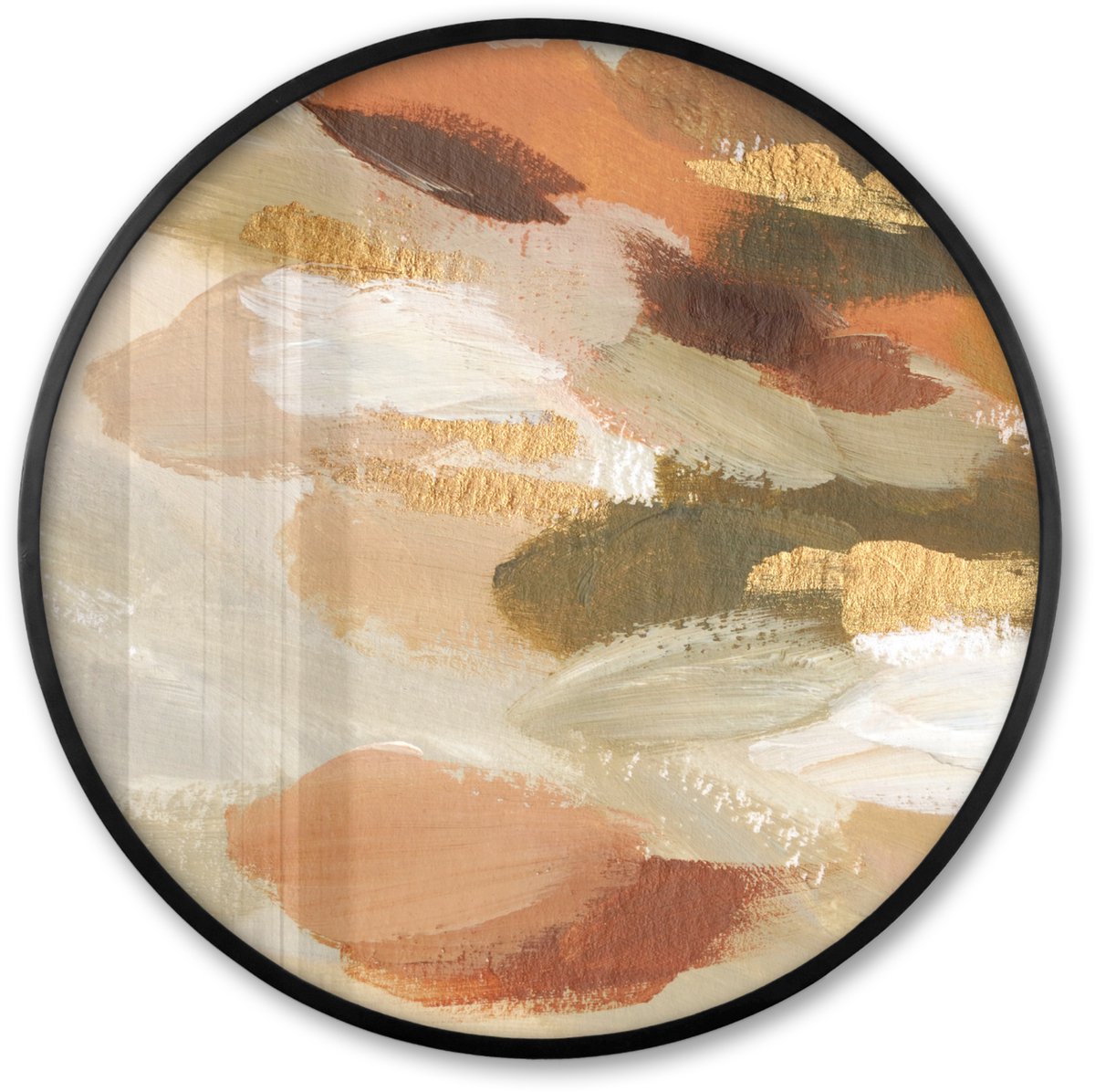 FrameYourWall Poster in lijst Rond - Fotolijst 60x60 cm - Posters - Verf - Groen - Rood - Ronde posterlijst zwart - Decoratie - Wanddecoratie woonkamer - Muurdecoratie slaapkamer Multicolor