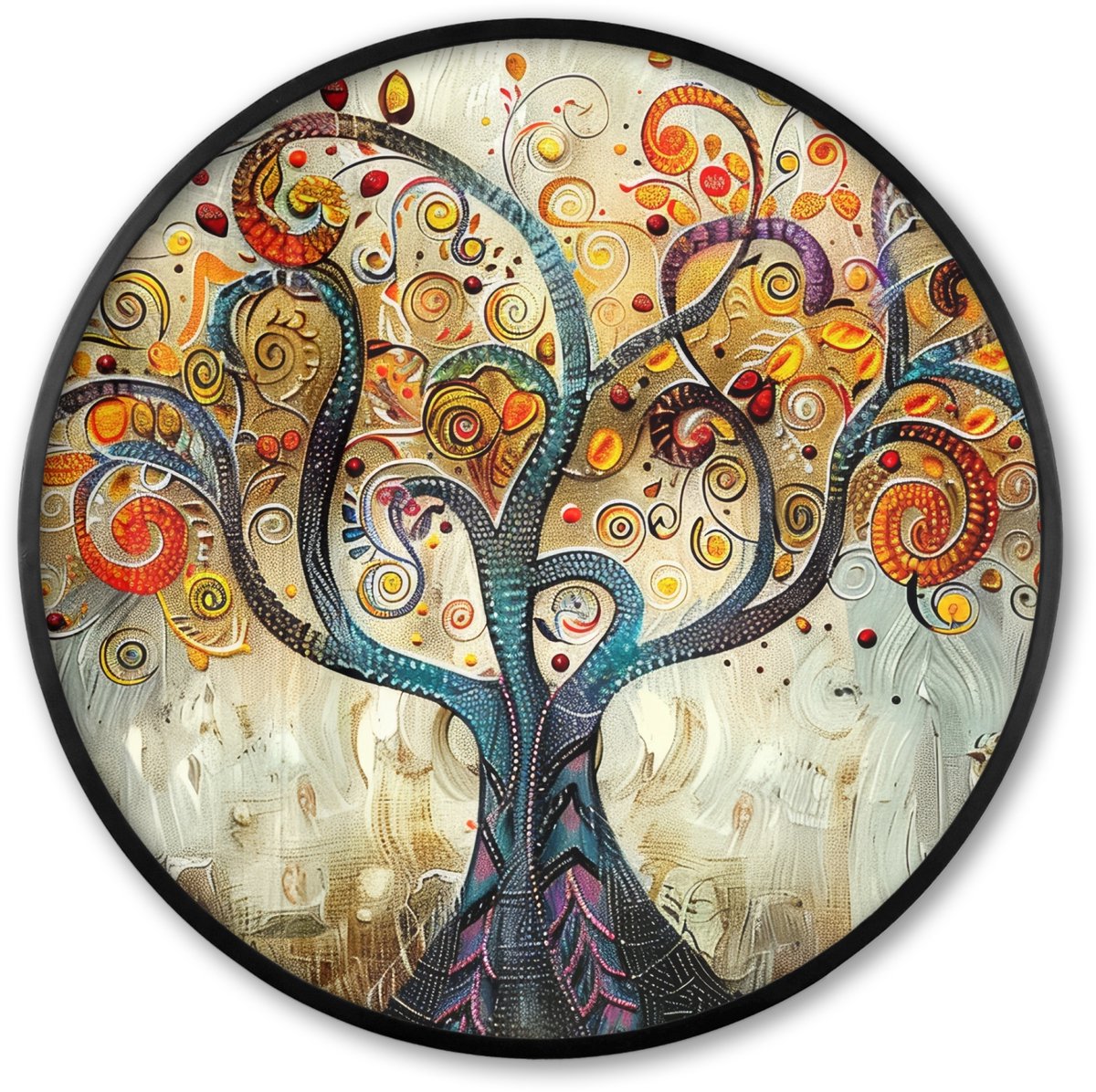 FrameYourWall Poster in lijst Rond - Fotolijst 60x60 cm - Posters - Boom - Kunst - Modern - Natuur - Ronde posterlijst zwart - Decoratie - Wanddecoratie woonkamer - Muurdecoratie slaapkamer
