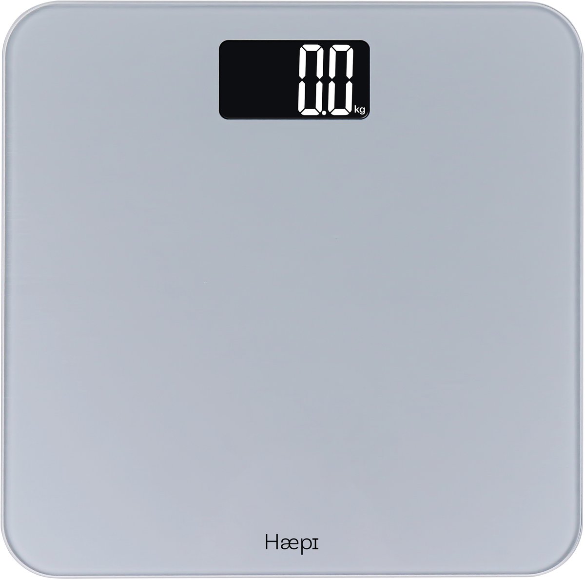 Haepi - Elektronische digitaal personenweegschaal - Groot verlicht scherm voor perfecte leesbaarheid - Modern en elegant design - Maximale capaciteit van 180 kg - Inclusief batterijen-Metallic Silver