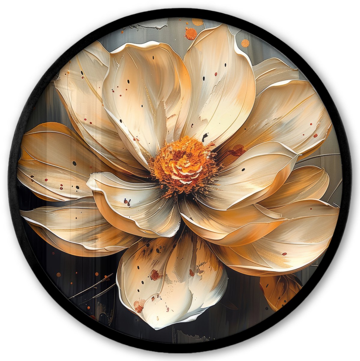 FrameYourWall Poster in lijst Rond - Fotolijst 40x40 cm - Posters - Bloemen - Goud - Kunst - Zwart - Modern - Ronde posterlijst zwart - Decoratie - Wanddecoratie woonkamer - Muurdecoratie slaapkamer