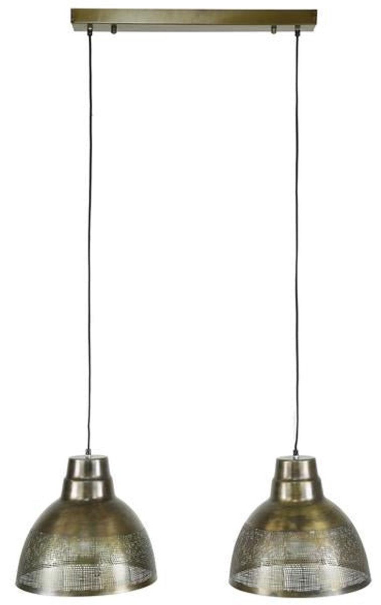 Hanglamp Industrieel Brons (2 Bronnen) - Hang Lamp voor Boven Dinertafel Eetkamer met 2 Lichtbronnen - Plafond Lamp met Metalen Bronzen Lampen in Industriele / Landelijke Stijl