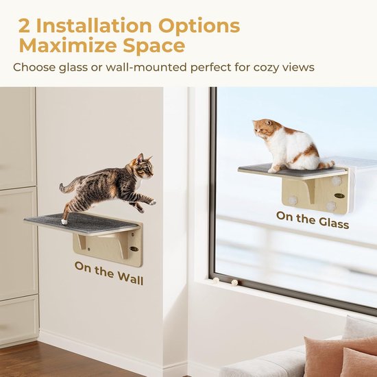 Hangmat met kattenraam, houten kattenbed met sterke zuignappen (hout, 1 stuk