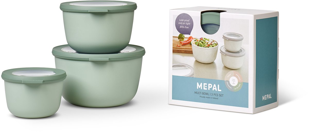 Bol.com Mepal - Multikom Cirqula vershouddoos set - 500 + 1000 + 2000 ml - Rond - Nordic sage aanbieding