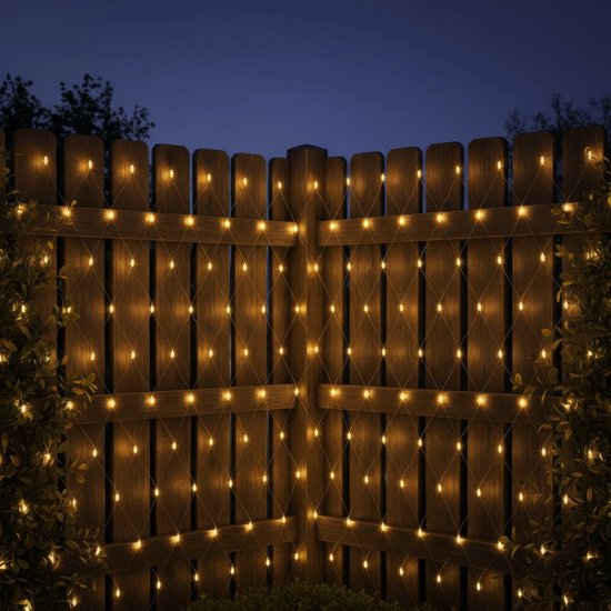 Lighto | Netverlichting Binnen & Buiten - 144 LED's - IP44 - Kerstverlichting - Lichtgordijn - 8-Functies | 2x2 m - Warm Wit