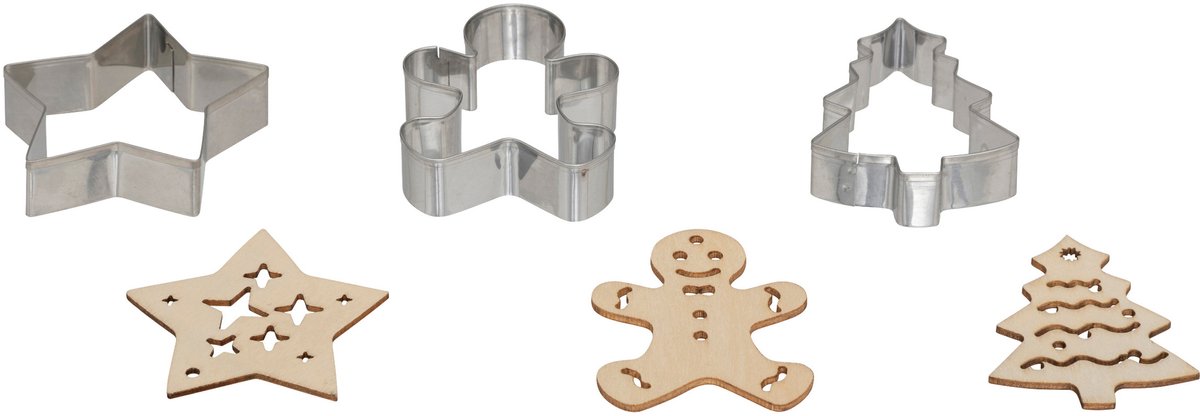 Kerstvormpjes voor peperkoek, 3 stuks