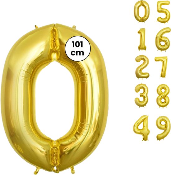 Fienosa Cijfer Ballonnen - Nummer 0 - Goud Kleur - 101 cm - Cijferballon - XL Groot - Helium Ballon - Verjaardag Ballon - Verjaardag Versiering - Feest - Feestversiering - Leeftijd verjaardag - Verjaardagsballon - Verjaardag
