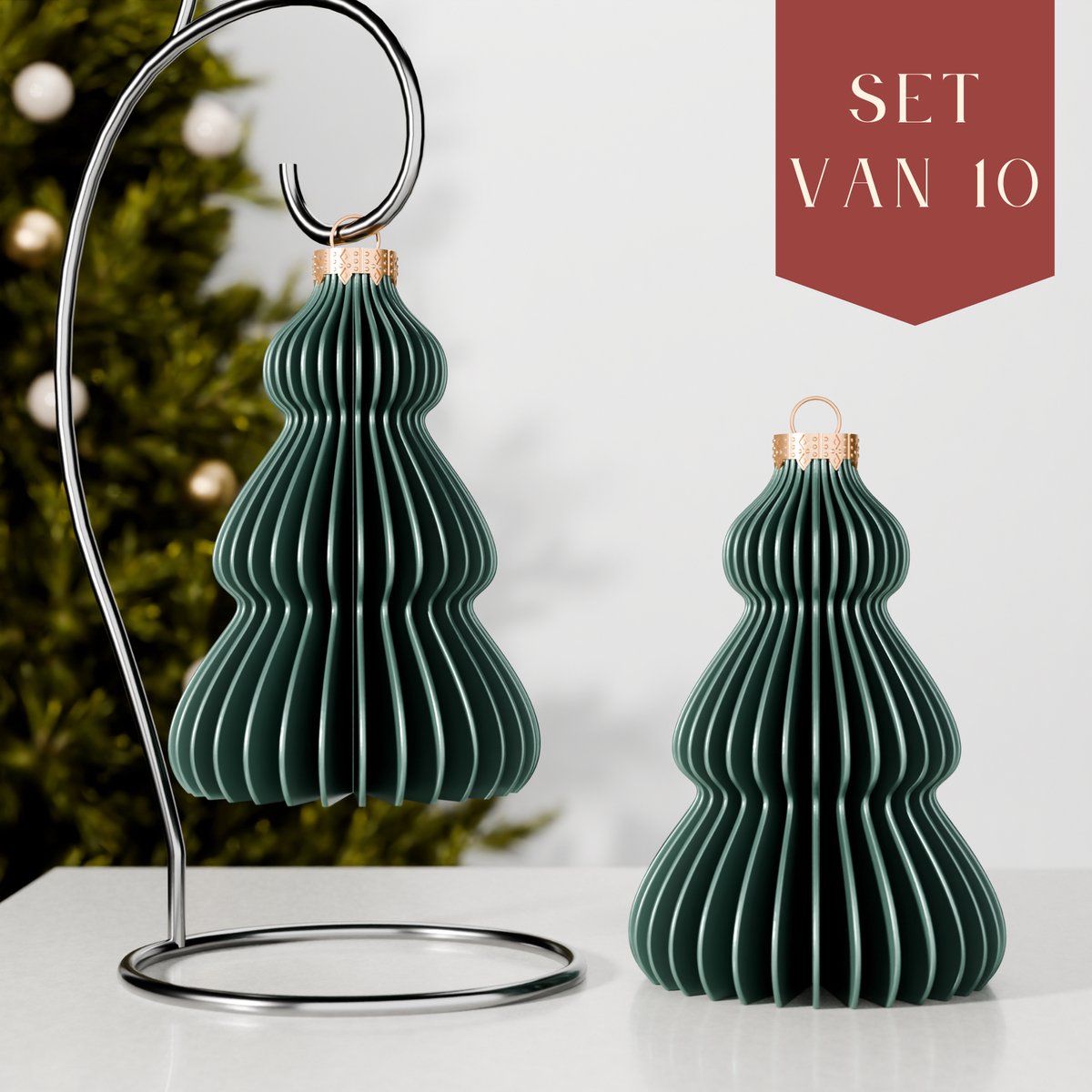 Fluwelen kerstballen, set van 12 stuks, gevlokte