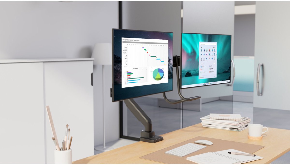 Kensington SmartFit Dubbele Monitor arm met Crossbar en Handgreep thumbnail 6