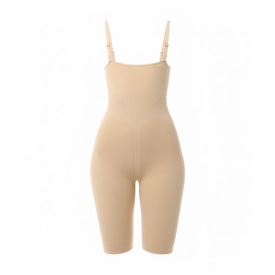 TAFUER - Shapewear Bodysuit Dames – Beige - S/M – Corrigerend Ondergoed met Verstelbare Bandjes & Lange Pijpen - 1 Stuk