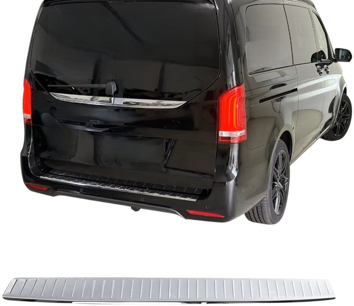 BinaParts RVS Achterbumper Beschermer Geschikt voor Mercedes Vito W447 & V-Klasse 2014-2025 – Beschermstrip Zilver