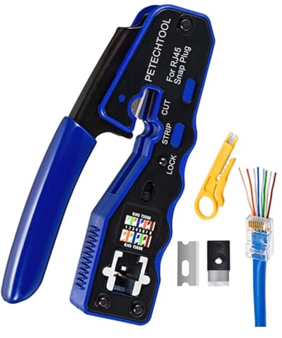 Crimp Tool voor Ethernet Kabels - RJ45, Cat5, Cat6, Cat6a, 8P8C