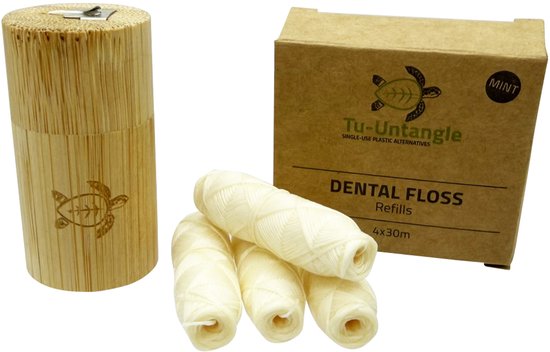 Tu-Untangle Natuurlijke Flosdraad 3x50m – Muntsmaak – Plasticvrije Dental Floss