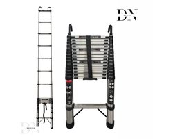 Deniva - Telescoopladder - Vouwladder - Telescopische ladder 5 m – compact inklapbaar - Anti‑slip - Afneembare haken – 150 kg