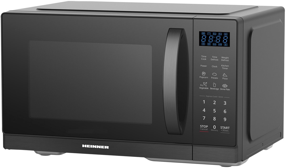 Heinner Vrijstaand Magnetron 25L – Digitale Bediening – 11 Vermogensniveaus – Ontdooifunctie – Timer – 900 W – Zwart — afbeelding 2