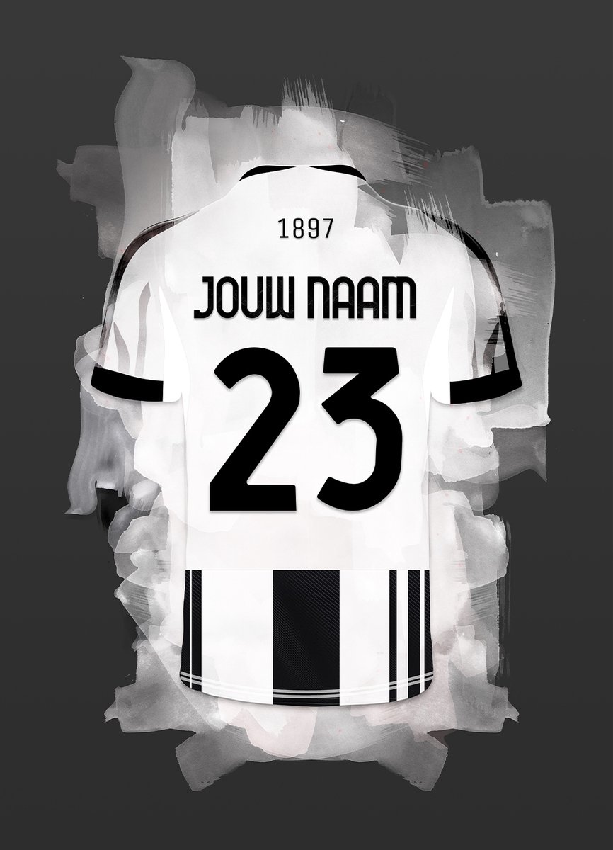 Juventus 2025-2026 ingelijste poster met personalisatie - Met eigen naam en rugnummer - A4 formaat - 21x29.7 cm - Semi/ glossy papier - Voetbal shirt poster - Geïnspireerd op de kleuren van Juventus en een beetje fantasie