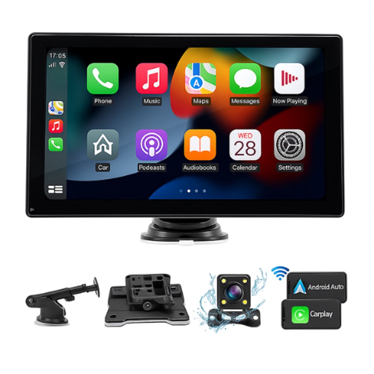 Universeel MP5 Navigatiesysteem - 7 inch Draadloos CarPlay & Android Auto Scherm met Achteruitrijcamera – Bluetooth 5.0 – Navigatie & Handsfree Bellen – Universeel Auto Display