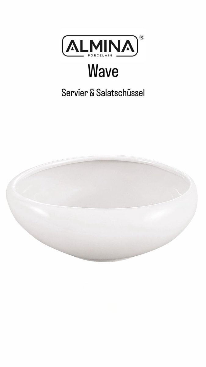 Almina Wave Serveer- en Saladeschaal – Ø 22 cm – Porselein – Beige – Modern & Elegant Design