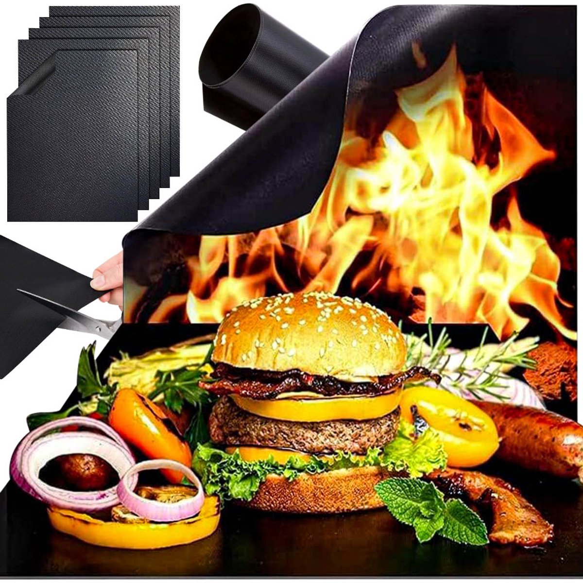 5x Teflon Grillmatten voor Oven en BBQ - Herbruikbaar & Vaatwasserbestendig