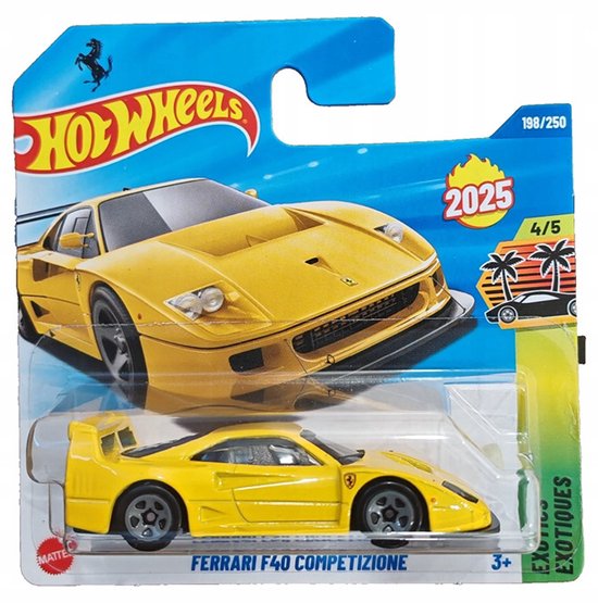 HOT WHEELS FERRARI F40 COMPETIZIONE RACING YELLOW 198/250 HW