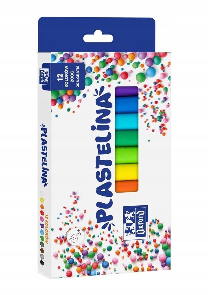 Oxford Plastiline Set - 12 Levendige Kleuren, 200g - Ideaal voor School
