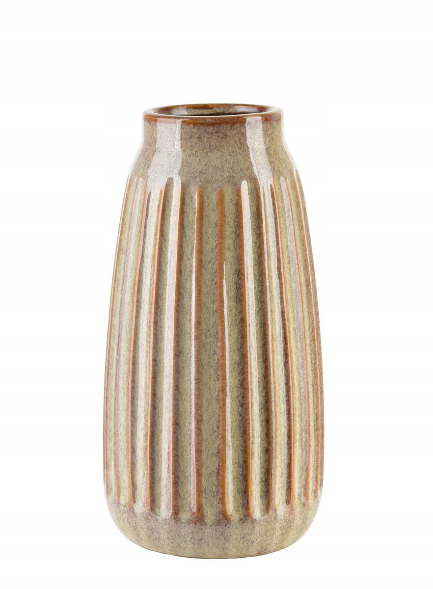 ARINA Vaas van beige keramiek 15x15x28,5cm - Stijlvolle woondecoratie