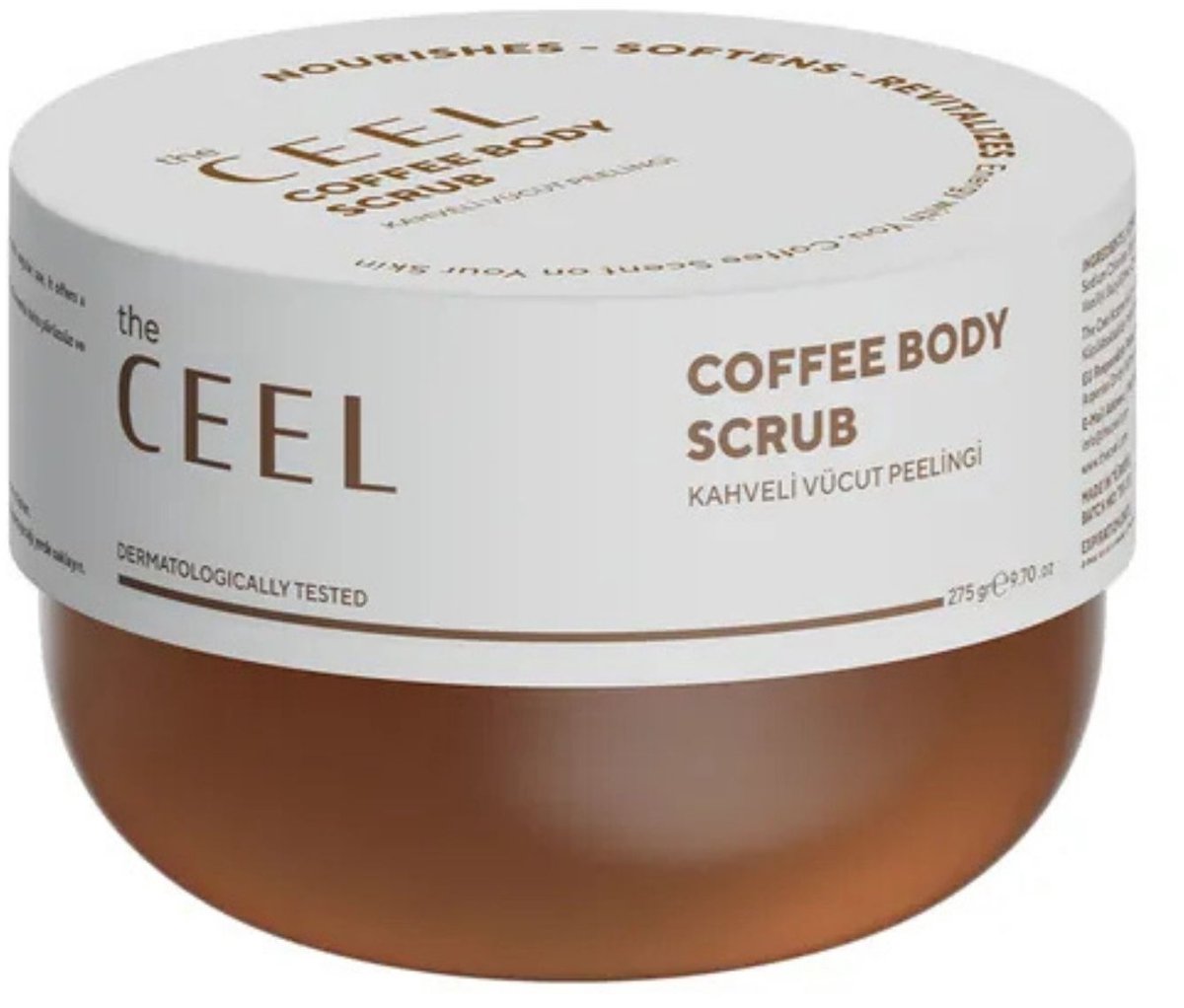 The CEEL Coffee body scrub - Lichaamsscrub tegen cellulite en ingegroeide haartjes - Scrub met verstrakkende en vetverbrandende eigenschap 275 gr