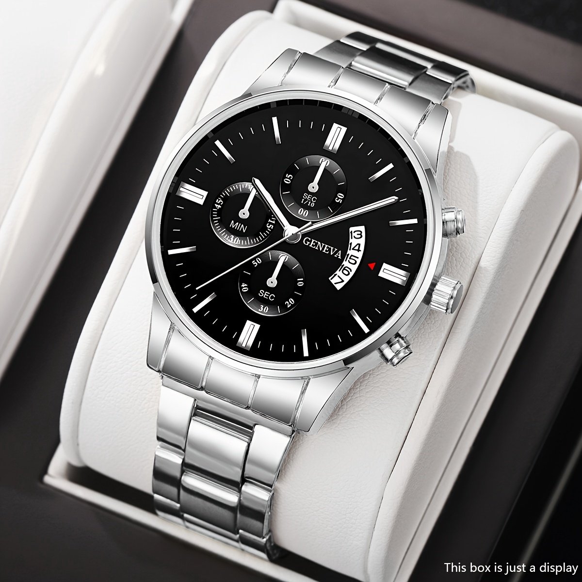 Sjika - Herenhorloge Zilver - Chronograaf Stijl - Edelstalen Band - Datum Display - Cadeau voor Mannen