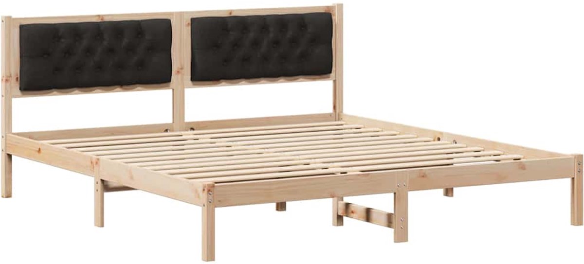 vidaXL Bedframe - met - hoofdeinde - Zwart - 160 - x - 200 - cm - Massief - grenenhout
