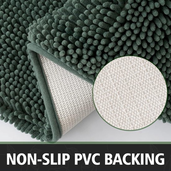 STAR&STER Matcha Groene Badmat 50x80 cm – Zachte, Absorberende & Antislip Badkamermat – Wasbaar Chenille Microvezel Tapijt voor Douche & Toilet