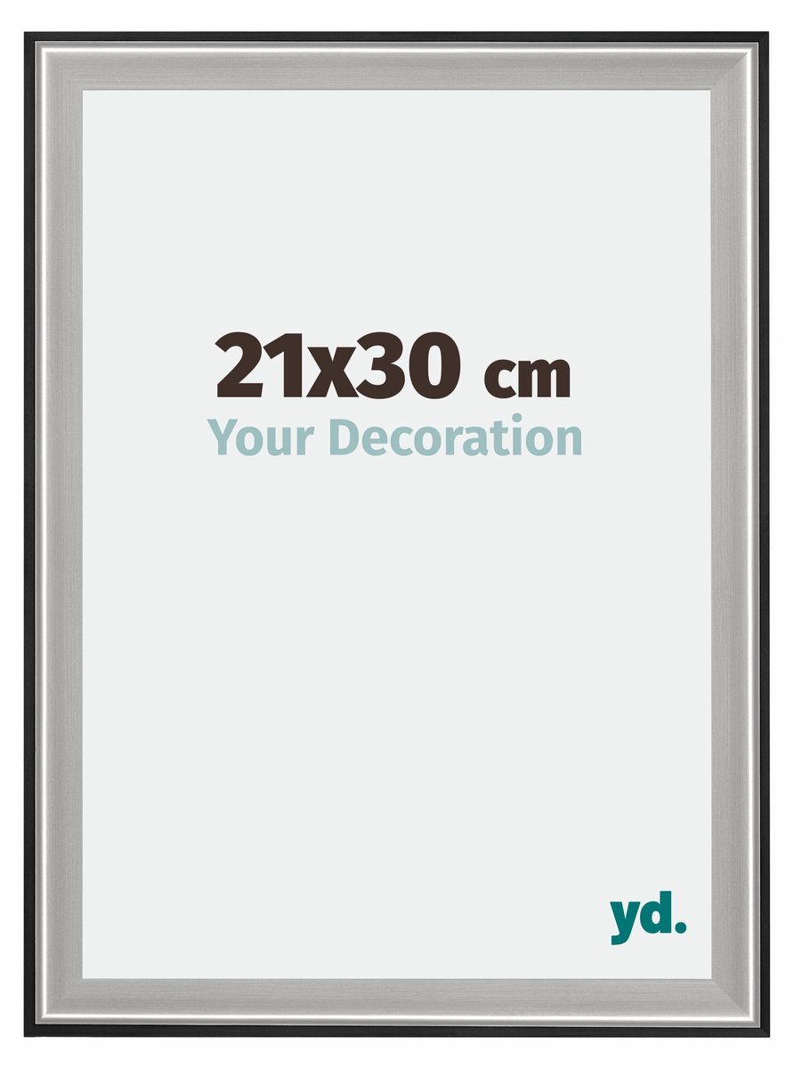 yd. Your Decoration - Fotolijst 21x30 cm - Hout - Zwart Zilver Gepolijst - Birmingham