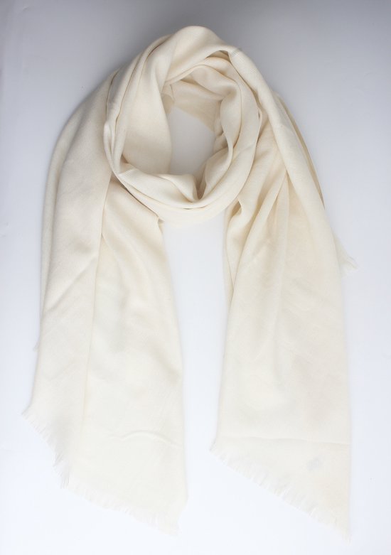 Kelli scarf- Accessories Junkie Amsterdam- Sjaal dames-Lange- Katoen- Shawl- Cadeau- Effen print- Ecru