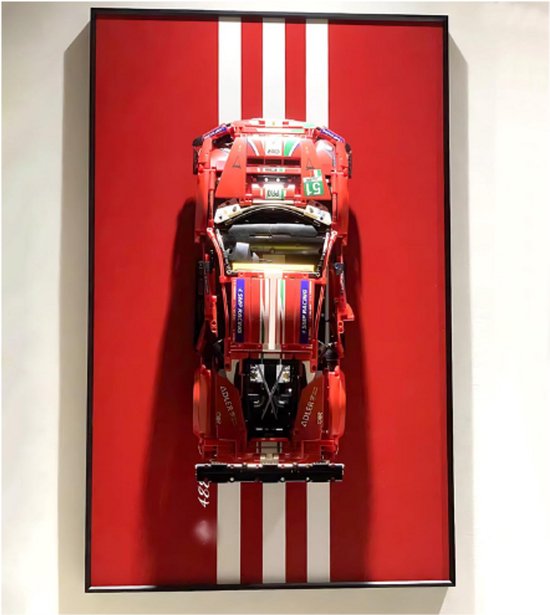 Décoration murale LEGO Technic Ferrari 488 GTE Supersport AF Corse n° 51 (réf. 42125) – Pour Adultes – Tableau décoratif mural – Voiture miniature LEGO – 75 x 45 cm