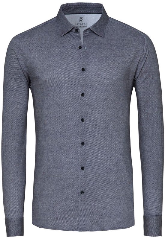 Desoto Overhemd Twill Optics Grijs - Maat L - Heren - Overhemden Casual