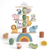 Tooky Toy® Dieren Stapeltoren - Stimulerend houten Montessori speelgoed – Duurzaam, Educatief en Creatief spel voor Kinderen om Zelfredzaamheid en Vaardigheden te Ontwikkelen