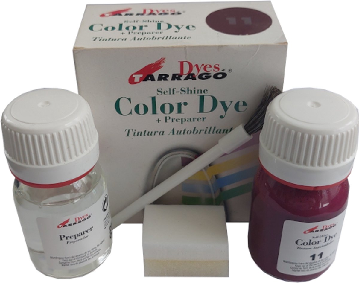 Tarrago Color Dye - Schoenverf + Lederverfbasis - Schoenverf Set - Verf voor Schoenen - Leer/Stof/Synthetische Ledersoorten - Bordeaux - Schoenverf