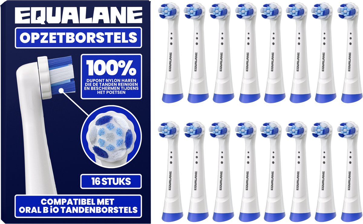 Opzetborstels geschikt voor Oral-B iO - Universele Opzetborstels - Schuine Borstelharen - Wit - 16 Stuks