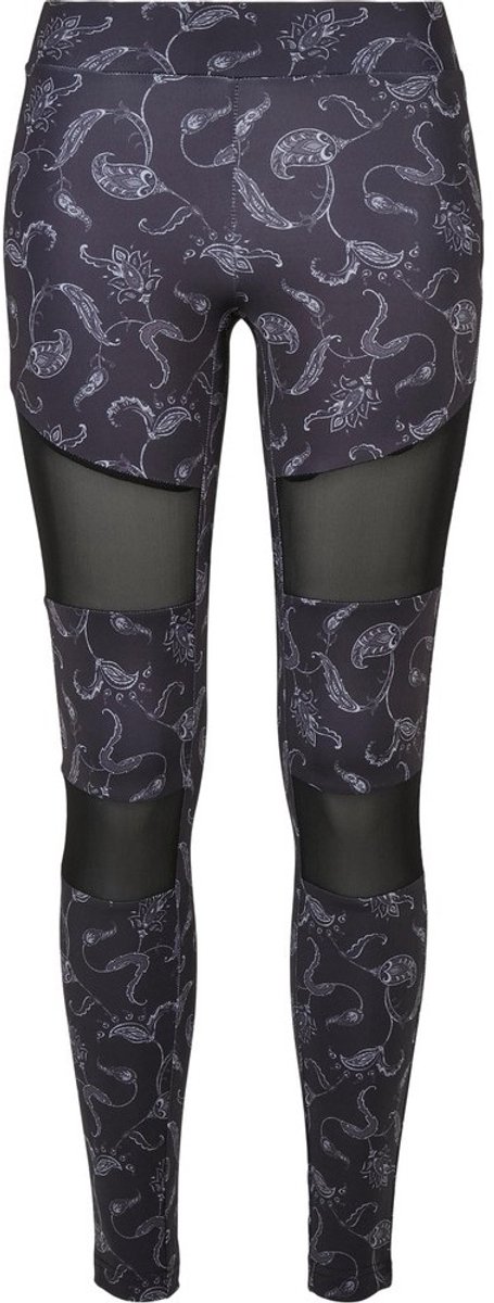 Urban Classics Tech Mesh AOP blackpaisley Sportlegging Zwart