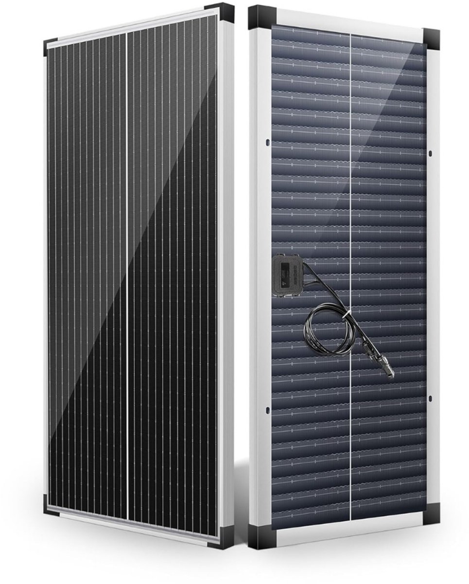 MMM® Zonnepanelen Compleet Pakket - Zonnepanelen - Zonnepanelen met Stekker - 100W 12V Monokristallijn Zonnepaneelset 100 Watt - met 20 A Laadregelaar