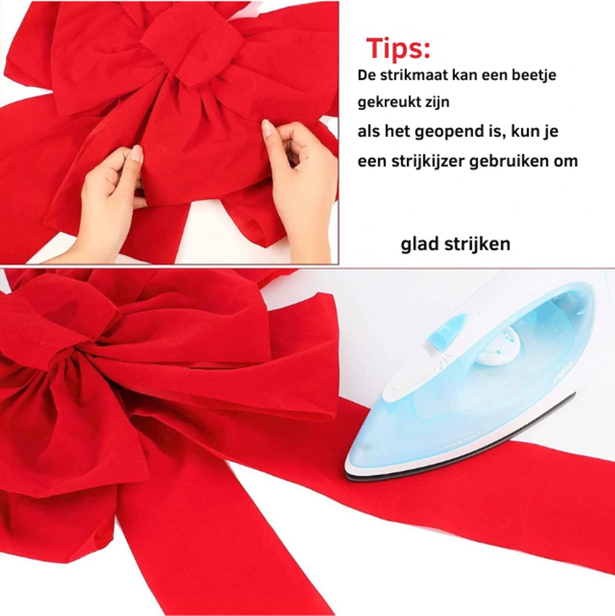 Rode Fluwelen Strikken Cadeau Strikken Pailletten 12cm 4 8720725362031 001