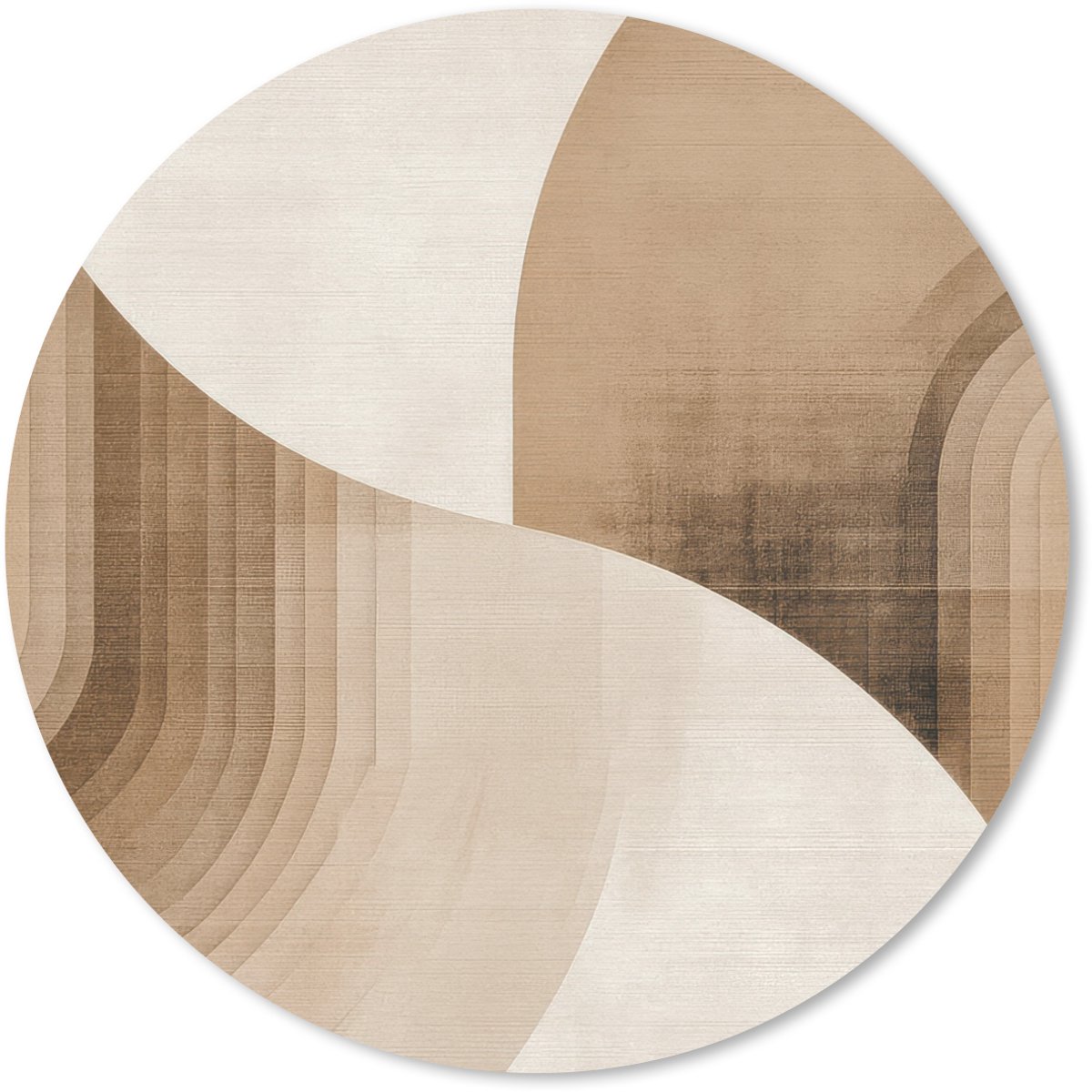 Muismat rond 40x40 cm - Mousepad Retro - Geometrische lagen - Aardetinten - Ronde muismatten