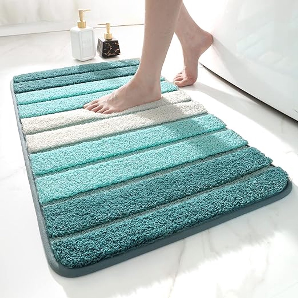 Badmat 40 x 60 cm, Antislip, Absorberend Water, Machinewasbaar, Microvezel Badkamervloermat, Badkamer Accessoires, Turkoois