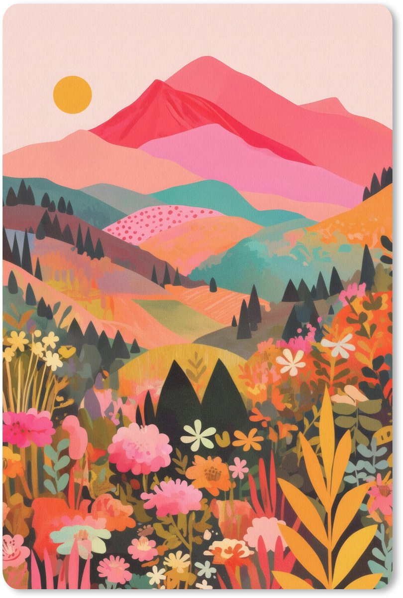 Muismat 18x27 cm - Mousepad Zonsondergang - Bergvallei - Contrast - Muismatten