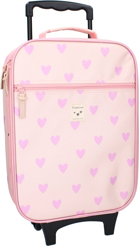 Kidzroom Kinder Trolley - Magical Meadows - Koffer met Wieltjes - Roze - Hartjes