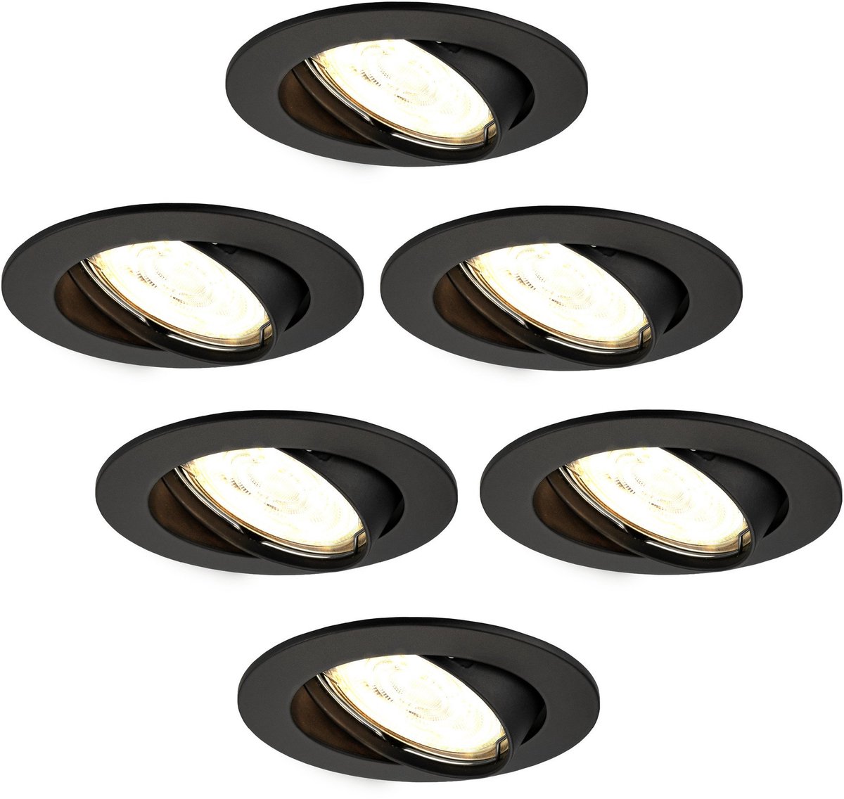 Ledvion - 6X LED Inbouwspot Amsterdam - Wit - Dimbaar - 3W - 2700K - Ø82 mm