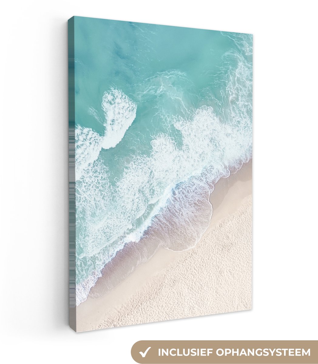 Canvas schilderij 90x140 cm - Wanddecoratie badkamer Strand - Zee - Natuur - Zomer - Muurd