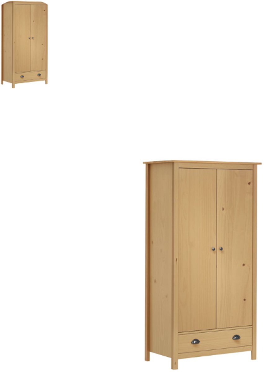 Kledingkast - Slaapkamer - Kledingkasten - Ladekasten - Commode - Organizer - Massief - Honingbruin